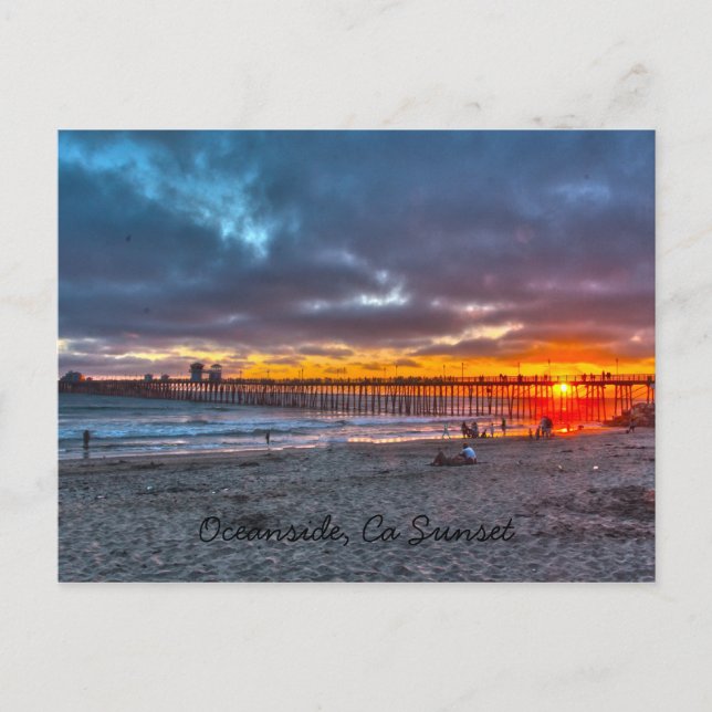 Oceanside Pier Sunset Postkarte (Vorderseite)