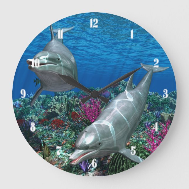 Oceanworld 2 Wall Clock Große Wanduhr (Vorderseite)