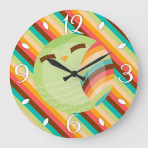 OCee Owl Stripes Clock Große Wanduhr