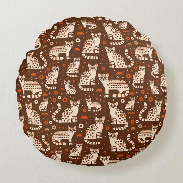 Ocelot Pattern Rundes Kissen (Vorderseite)
