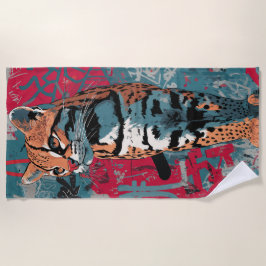 Ocelot Street Art Graffiti Animal Illustration Strandtuch
