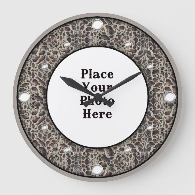 Ocelot-Uhr für Ihr Foto Große Wanduhr (Vorderseite)