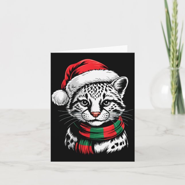 Ocelot Xmas Santa Hat F Christmas Costume  Karte (Vorderseite)