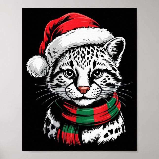 Ocelot Xmas Santa Hat F Christmas Costume  Poster (Vorne)