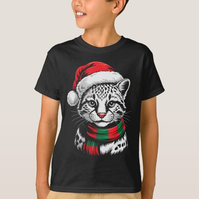 Ocelot Xmas Santa Hat F Christmas Costume  T-Shirt (Vorderseite)