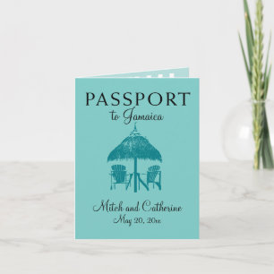 Ocho Rios Jamaica Wedding Passport - Aquamarin Einladung