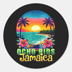 Ocho Rios Jamaika Strand Tropischer Sonnenuntergan Runder Aufkleber