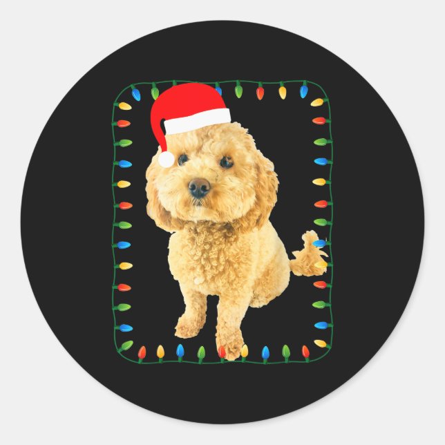 Ochon Puppy Dog Christmas Party Bicho Bichon Odle  Runder Aufkleber (Vorderseite)