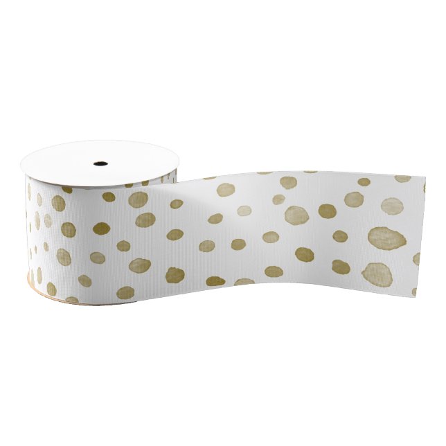 Ochre Confetti Wassercolor Dots Ribbon Ripsband (Spule)