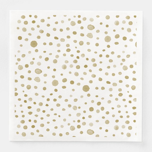 Ochre Confetti Wasserfarbe Dots Papier Napkin Serviette (Vorderseite)
