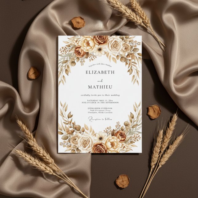 Ochre Earthy Botanical Wedding Einladung (Von Creator hochgeladen)