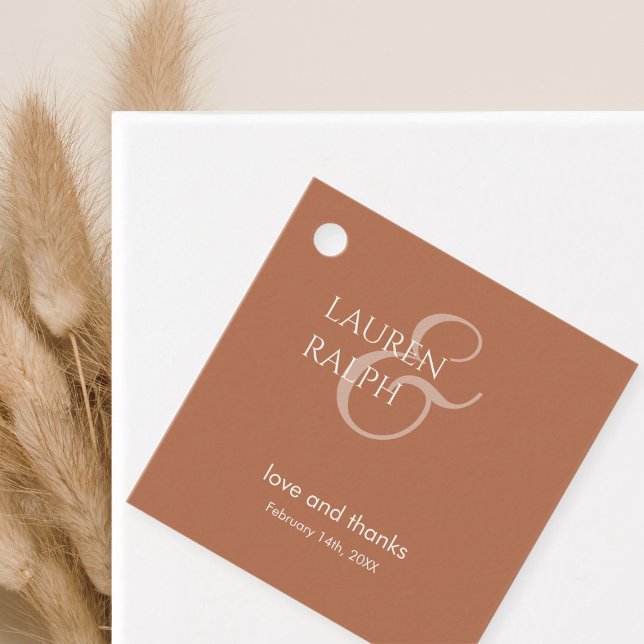 Ochre & Ivory Couple Monogram Vielen Dank Geschenkanhänger (Von Creator hochgeladen)