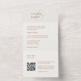 Ochre Ivory Monogram QR All in one Wedite Einladun Einladung