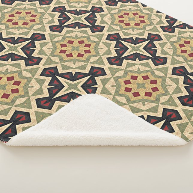 Ochre Mustard Yellow Olive Green Black Tribal Art Sherpadecke (3/4)