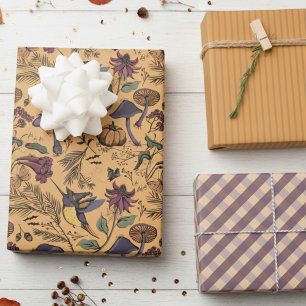 Ochre Orange Hummingbird Witz, Gingham & Streifen Geschenkpapier Set