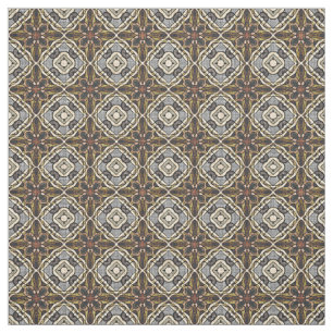 Ochre Taupe Brown Gray Bali Batik Style Muster Stoff