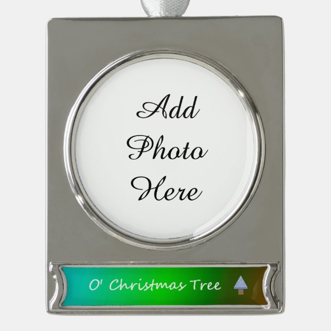 O'Christmas Tree Foto Design Banner-Ornament Silber (Vorderseite)
