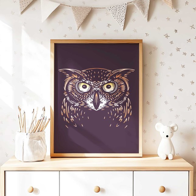 Ochse | Waldtierhornwand Poster (Woodland Owl Nursery Wall Art Poster Print by TinkPrints.)