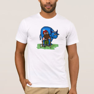 Ochsen-Cartoon-T - Shirt Paul Bunyan und des Babys