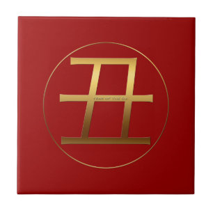 Ochsen-Jahr-Gold prägte Effekt Fliese