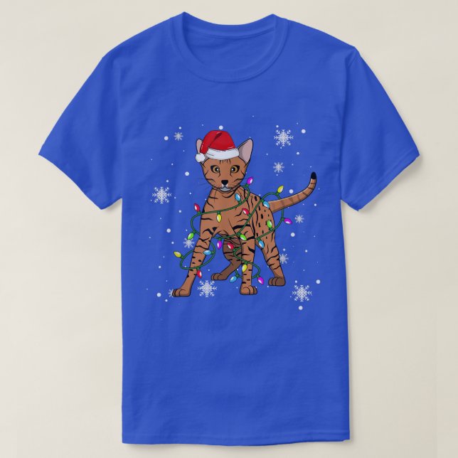 Ocicat Cat Christmas Light Christmas Cat Weihnacht T-Shirt (Design vorne)