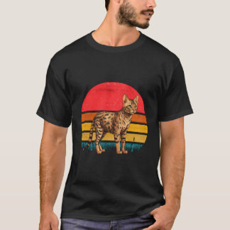 Ocicat Cat Sunset Retro Vintage Design Mama Vater  T-Shirt