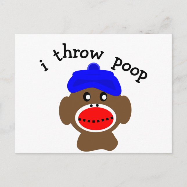 ock Monkey "I THROW KACK" Postkarte (Vorderseite)