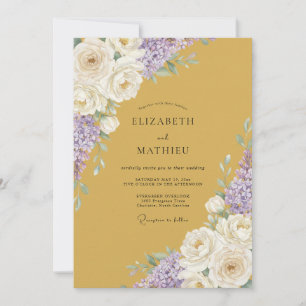 Ocker Amethyst Blütenhochzeit Einladung