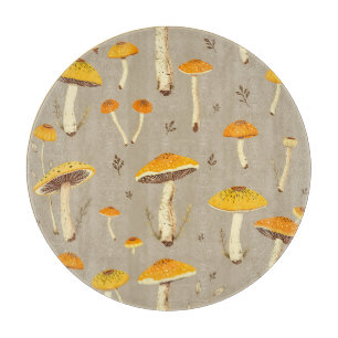 Ocker Gelber Pilz Whimsical Woodland Botanical Schneidebrett