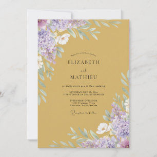 Ocker-Lilien-Pfingstrosen-Hochzeit Einladung