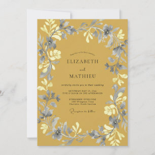 Ocker Malerische Botanische Hochzeit Einladung