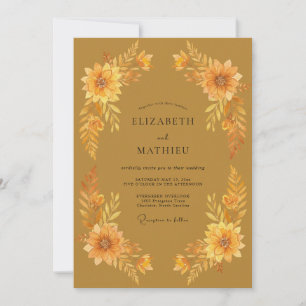 Ocker-Ringelblumen-Eukalyptus-Hochzeit Einladung