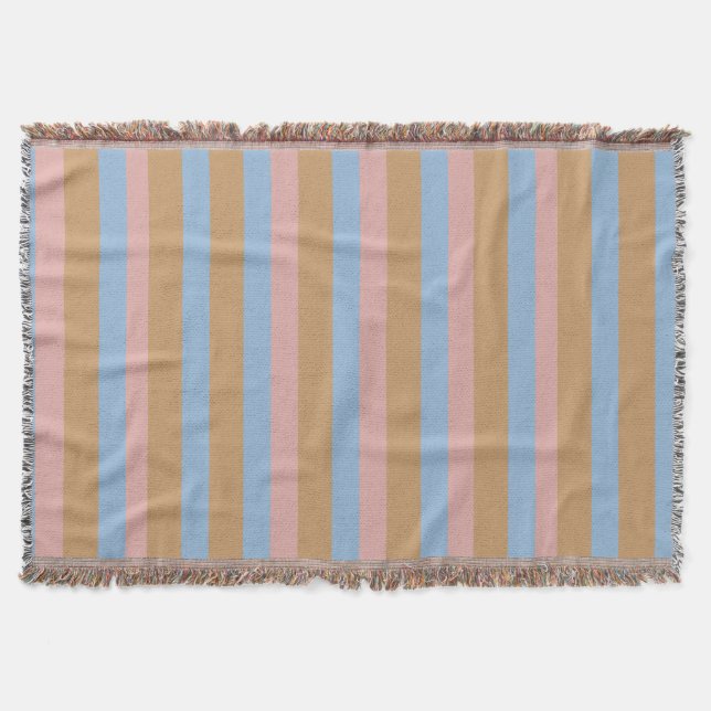 Ocker, Rosa und blaue Streifen  Decke (Vorderseite)
