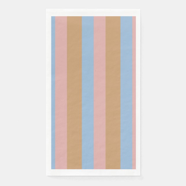 Ocker, Rosa und blaue Streifen  Serviette (Vorderseite)