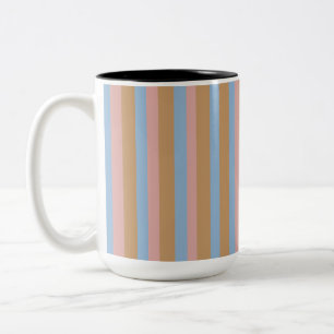 Ocker, Rosa und blaue Streifen Zweifarbige Tasse