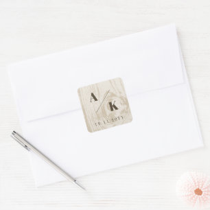 Ocker Rustikale Holzkorn Textur Herbst Hochzeit Quadratischer Aufkleber