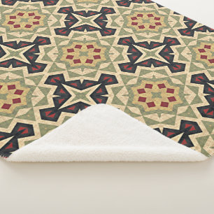 Ocker Senfgelb Olivgrün Schwarz Stammeskunst Sherpadecke