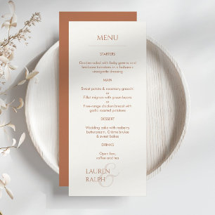 Ocker und Mit Monogramm Hochzeitsmenüs für Elfenbe Programm