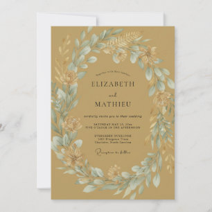 Ockerblaue Brautkrone Hochzeit Einladung