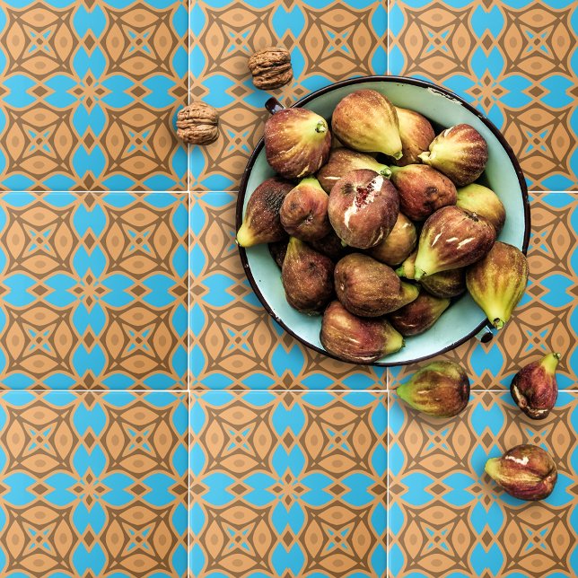 Ockerbraun und türkisfarbenes ethnisches Bohemisch Fliese (Von Creator hochgeladen)