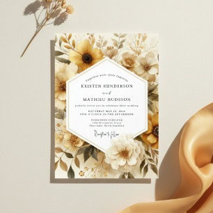 Ockerfarbene herbstliche Romanze-Hochzeit Einladung