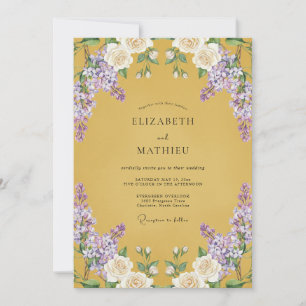 Ockerfarbene Lila-Wisteria-Hochzeit Einladung