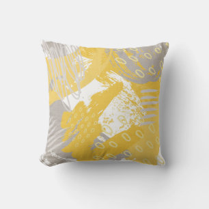 Ockergrauer abstrakter Druck Kissen