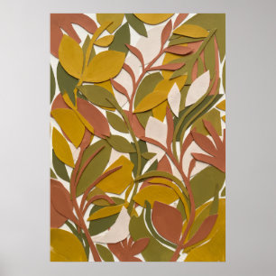 Ockergrün Botanischer Blattposter Poster