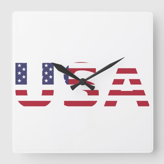 Oclock USA Quadratische Wanduhr (Vorderseite)