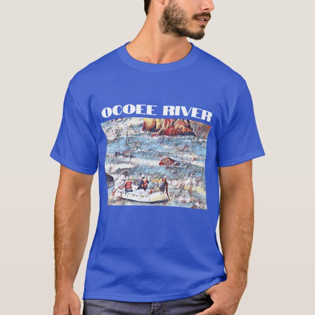 Ocoee River Tennessee Whitewater Rafting Malerei T-Shirt (Vorderseite)