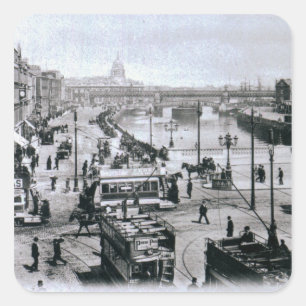 O'Connell Bridge and River Liffey, Dublin Quadratischer Aufkleber