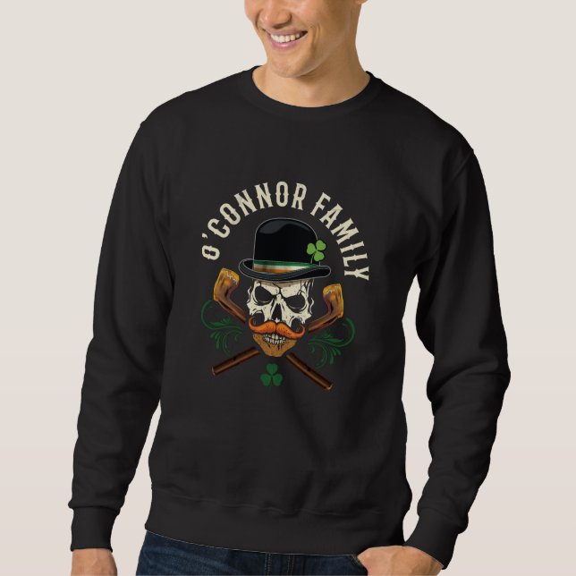 O'Connor Family Irish Skull mit Shillelagh Sweatshirt (Vorderseite)