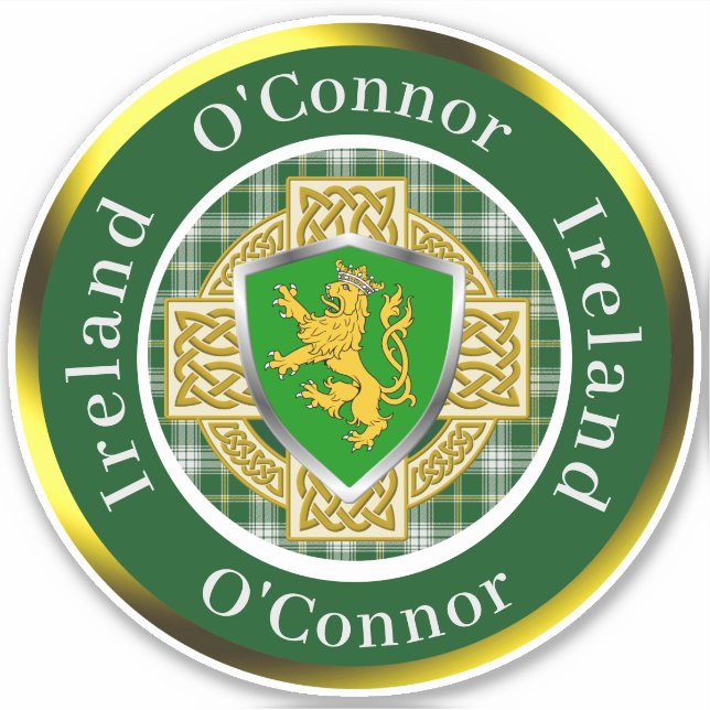 O'Connor Irish Shield/Celtic Cross Personalisiert Aufkleber (Vorderseite)