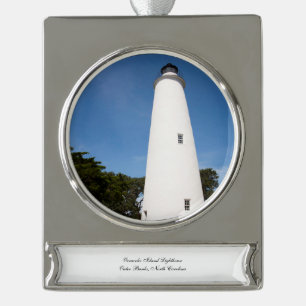 Ocracoke Island Leuchtturm Banner-Ornament Silber